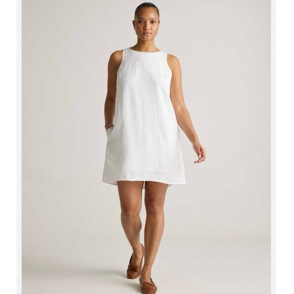 NWOT Quince 100% European Linen Tank Mini Dress White Sleeveless Size Small - Picture 1 of 10